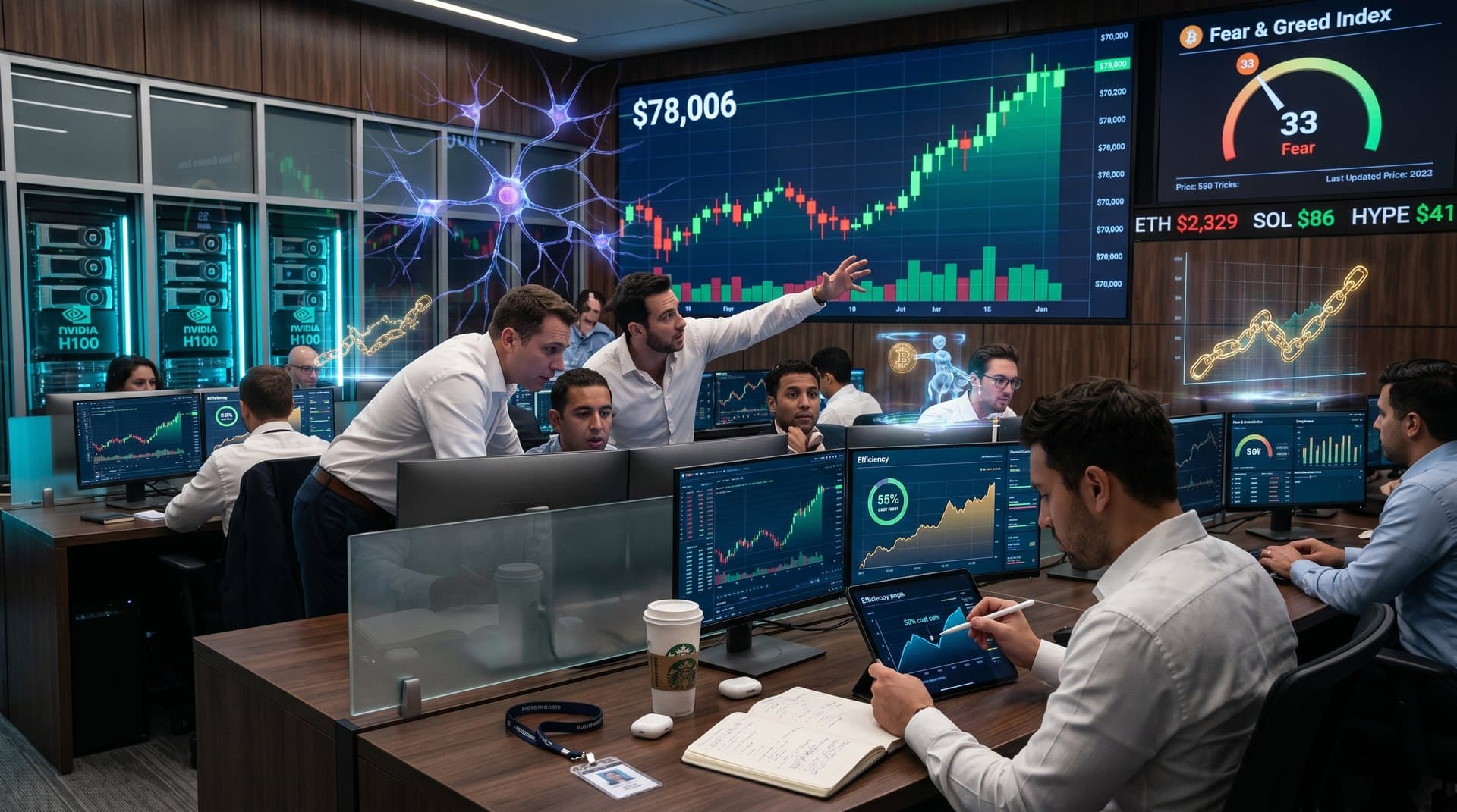 Neural networks and crypto charts fusing AI progress with BTC market data
