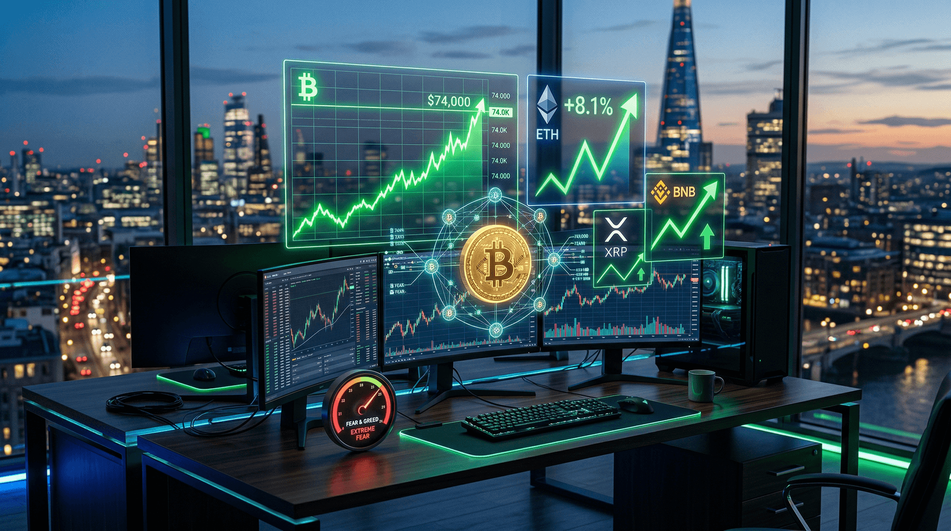 Bitcoin 74K Breakout Surges to $74,382 Peak, Signals 20% Rally