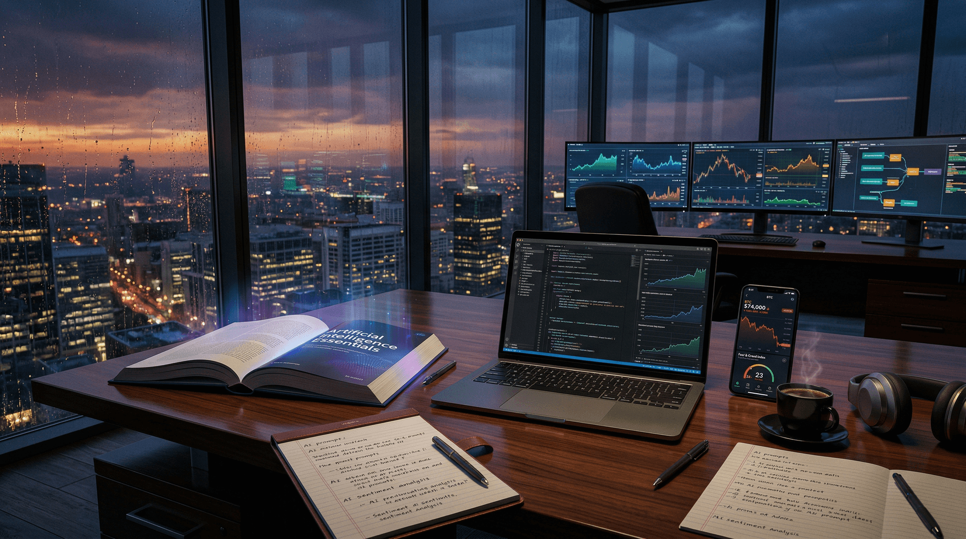 Artificial Intelligence Essentials Cuts Exec Decisions 40% at BTC $74K Fear 23