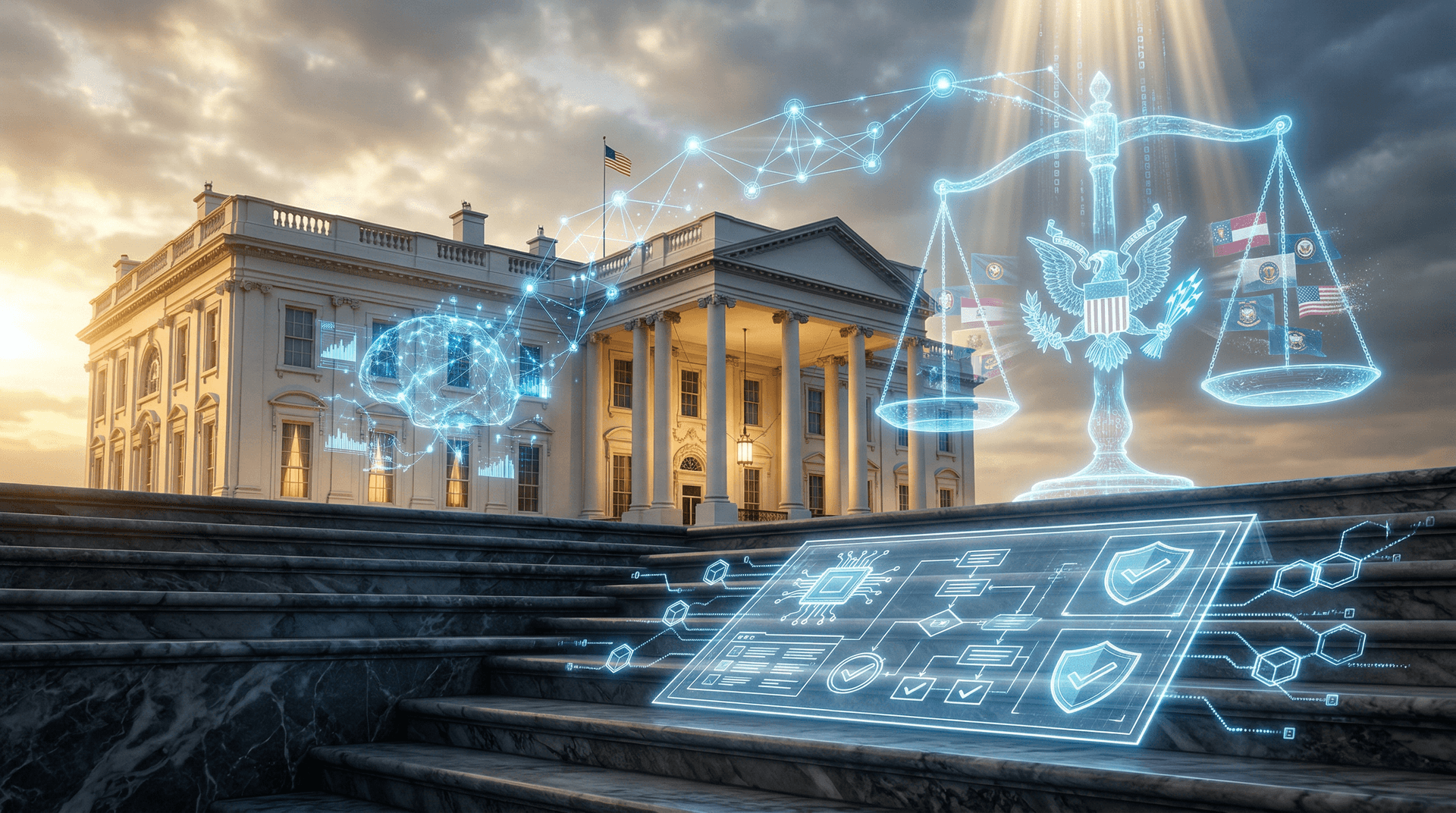 White House AI Blueprint Preempts States, Cuts Costs 30% as Fear Hits 23