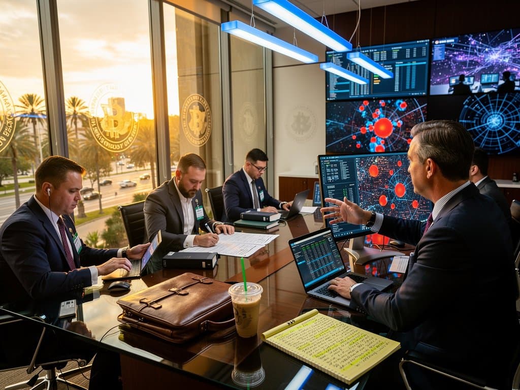 Prosecutors analyze $328M Orlando crypto Ponzi blockchain data in sunlit federal courthouse room