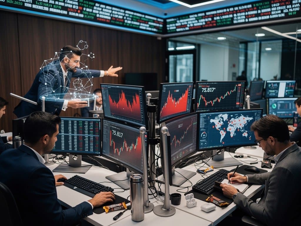 Trading screens show crypto ATM scam alerts, Fear & Greed at 27, Bitcoin charts